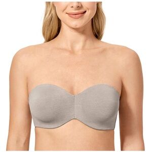 NWT DELIMIRA Gray Strapless Bra Unlined Underwire Minimizer Plus Size Support